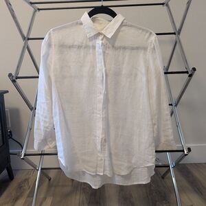 Beatrice Valenzuela Linen White Casual Button Down Shirt